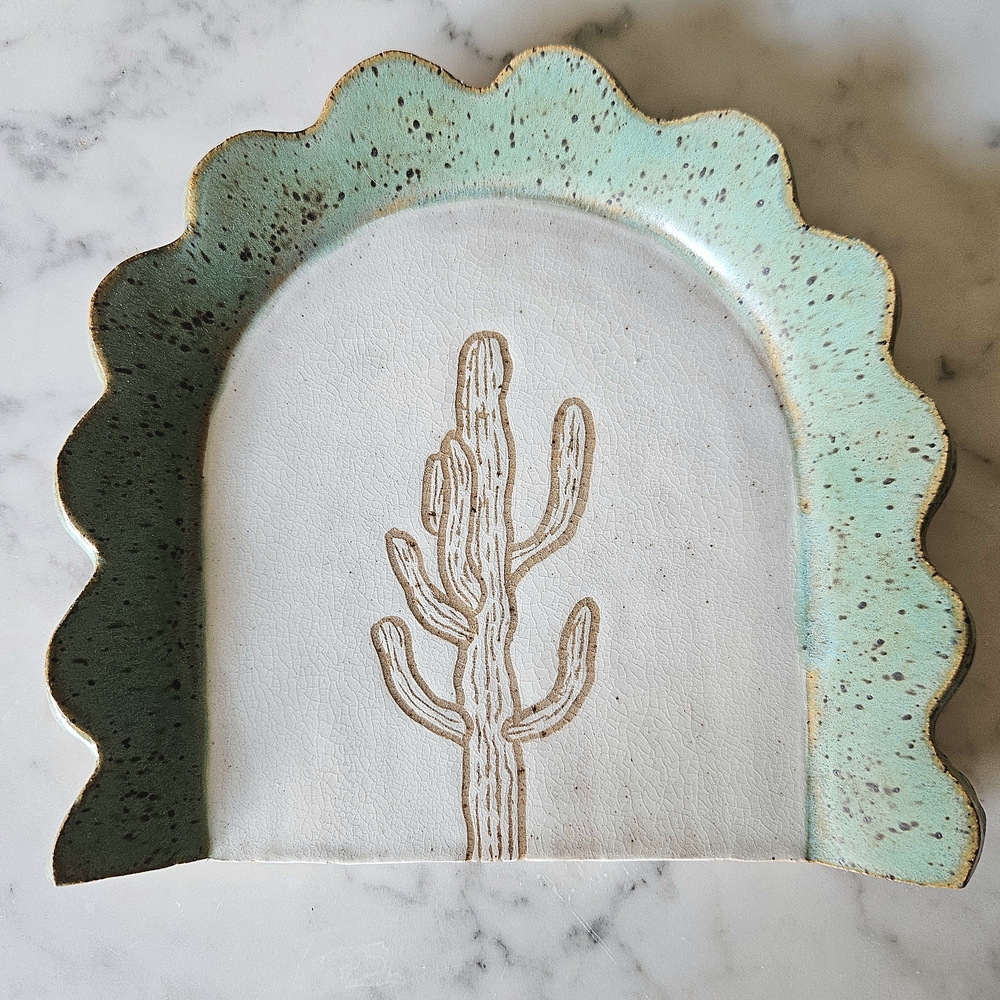 Scalloped Ceramic Cactus Spoon Rest